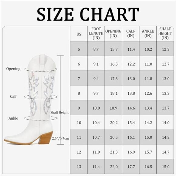 NEW Western Cowboy Boots for Women - Knee High Wide Calf Cowgirl Boots - Picture 6 of 6